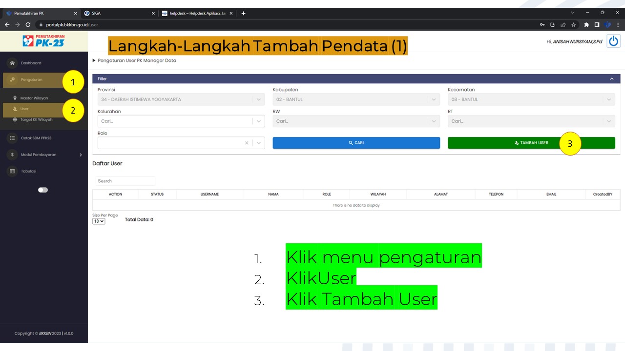 Langkah Tambah User Pendata PPK23 – Helpdesk